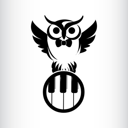 Fliying owl icon with tooth piano isolated on white background from animals collection. Vector illustration EPS.8 EPS.10のイラスト素材