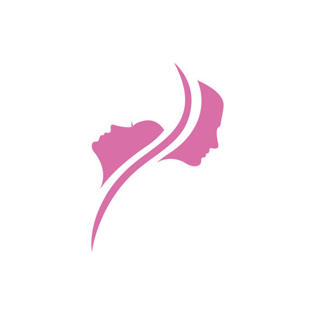 Unisex men and women beauty logo design template. People couple logo, woman and man face silhouette beauty logo designのイラスト素材