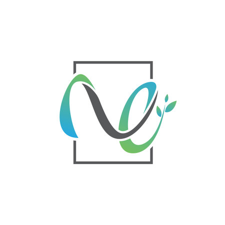 NE letter with leaf in abstract style for your best business symbol. Vector illustration EPS.8 EPS.10のイラスト素材