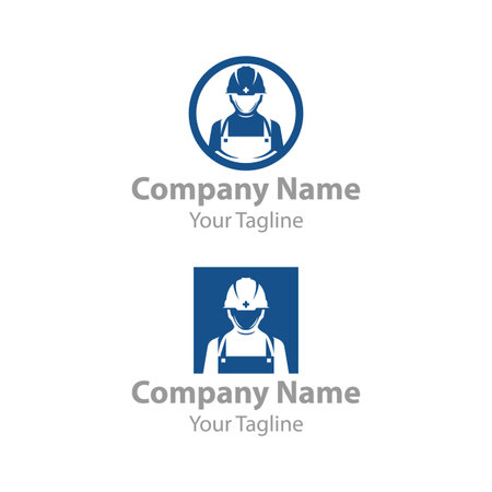 Working man safety, Construction builder logo template.のイラスト素材