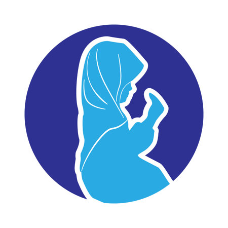 Muslim woman pray icon. Simple element from muslim collection. Vector illustrationのイラスト素材