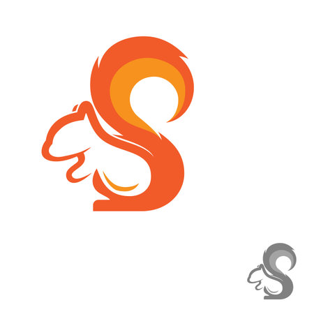 Squirrel icon trendy and modern Squirrel symbol with Squirel tail shaped letter S. Vector illustrationのイラスト素材