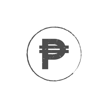 philippine peso PHP grunge stamp seal vector design. Currency mainstream symbol with grunge stamp seal style designのイラスト素材