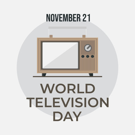 World Television Day background poster celebartion. November 21. World Television Day in vintage style poster with tv symbolのイラスト素材