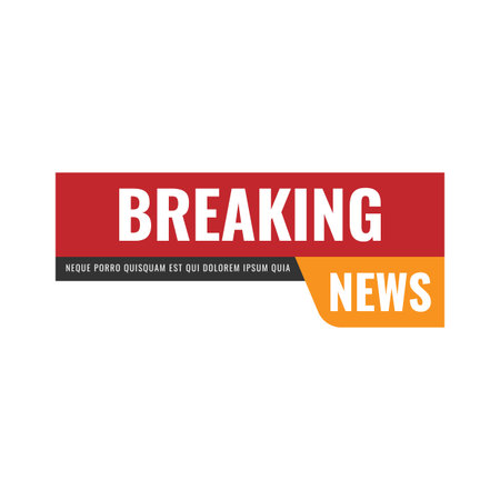 Breaking news  vector banner with white text vector image. Breaking news icon news communication vector image template designのイラスト素材