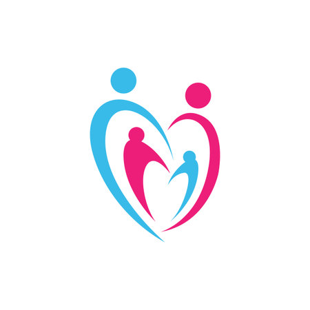 Hearth family care logo vector image. family care logo design template with hearth care vector icon illustrationのイラスト素材
