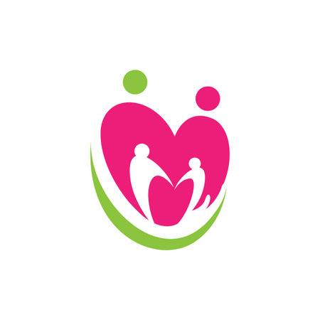 Hearth family care logo vector image. family care logo design template with hearth care vector icon illustrationのイラスト素材