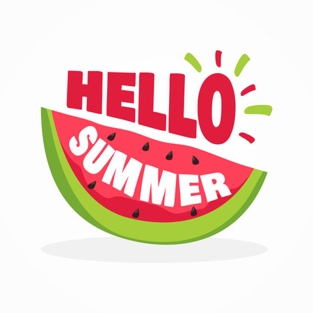 Hello Summer lettering and abstract watermelon. Vector illustration EPS.8 EPS.10のイラスト素材