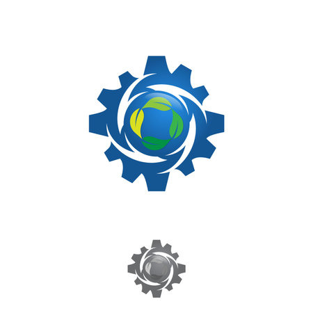 Gear tech  design with leaf for your best business company. Vector illustration EPS.8 EPS.10のイラスト素材