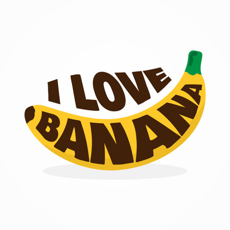 I Love Banana typography letter and abstract banana. Vector illustration EPS.8 EPS.10のイラスト素材