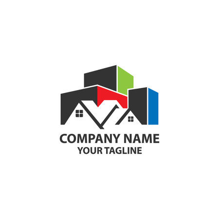 Property Vector Logo Template. Abstract color bar symbolize a building or property.のイラスト素材