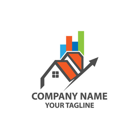 Property Vector Logo Template. Abstract color bar symbolize a building or property.のイラスト素材