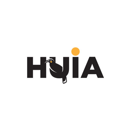 Typography letter logo for rare huia bird icon design. Vector illustrationのイラスト素材