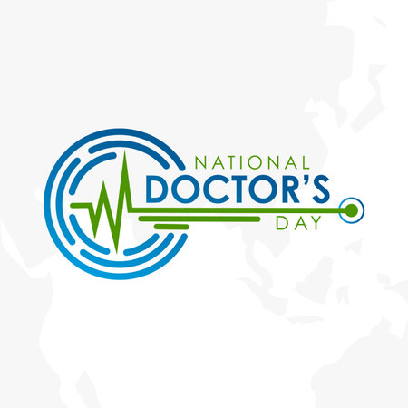 Typography letter National Doctors Day with Pulse. Letter National Doctors Day for element design. Vector illustrationのイラスト素材