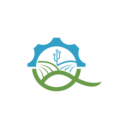 Initial letter Q agricultural biotechnology logo design. Gear Farm Icon Logo Design Element vectorのイラスト素材