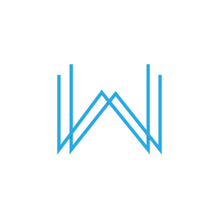 Initial letter W logo line art vector. Minimal typography line art logo design templateのイラスト素材