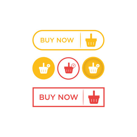 Buy now button. Web button with shopping cart icon Template, Web design elementのイラスト素材