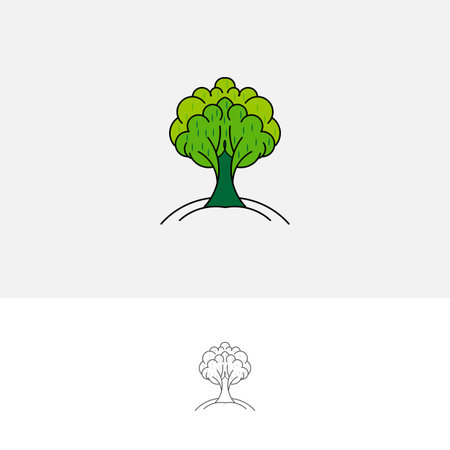 Tree Logo design abstract negative space style vector template. Eco Green concept icon.のイラスト素材
