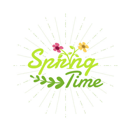 Seasonal spring logo design vector. Fresh spring logo design with flowers, leafs, and butterfliesのイラスト素材
