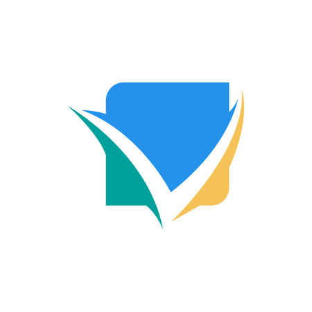 Letter v negative space square logo design vector image. Modern initial letter v creative abstract logoのイラスト素材