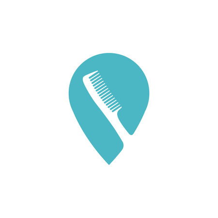 Scissor and comb barber shop pin point icon logo for map vector image. Map pin for barber shop...