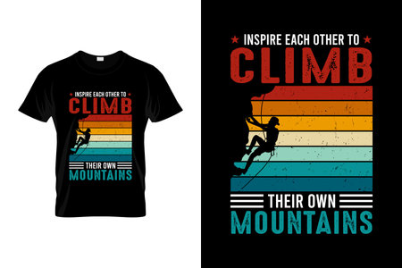 Climbing typography t-shirt design. Inspire each other to climb. Retro vintage Mountain T-shirt design.のイラスト素材