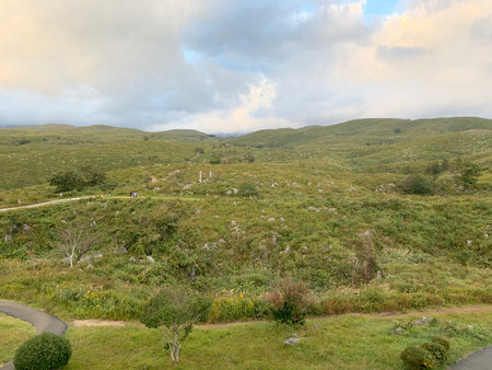 Famous turist point of Akiyoshi-dai at Yamaguchi Japanの写真素材
