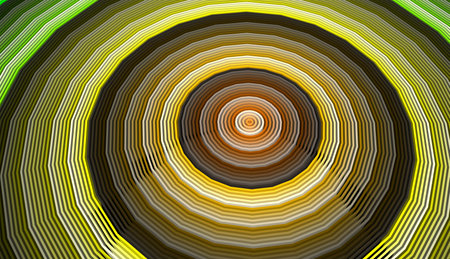 moving waves of colorful shades emerging from the center of the circle, created in 3D which shows wave pattern of different different colors with their shadesの写真素材
