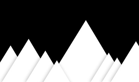 illustration of mountain scene made of geometrical shapes with a triangle in the black isolated background with soft shadow, layered image ready to print for cards, invitation, design printの写真素材