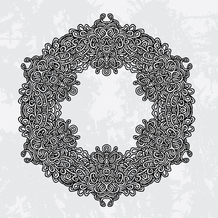 Beautiful and elegant monochromatic and grey symmetrical mandala designs on solid sheet of wallpaper.のイラスト素材