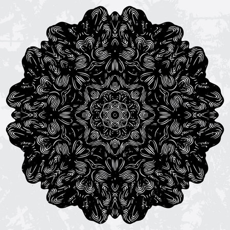 Beautiful and elegant monochromatic and black symmetrical mandala designs on abstract Gray backgroundのイラスト素材