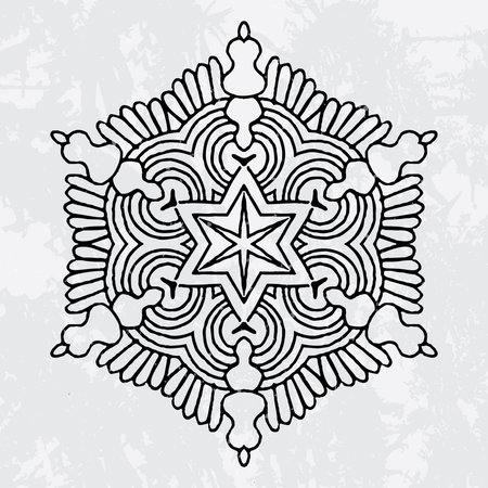 Beautiful and elegant monochromatic and black symmetrical mandala designs on abstract Gray backgroundのイラスト素材