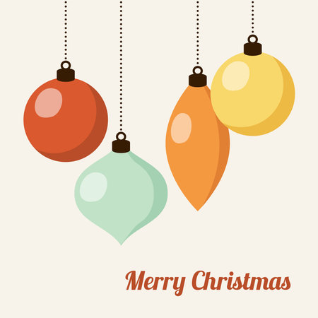 Retro christmas card with christmas balls, vector illustration backgroundのイラスト素材
