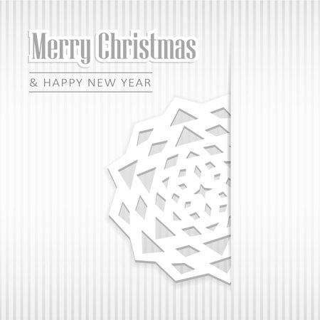 Christmas greeting card with paper snowflake, vector illustration backgroundのイラスト素材