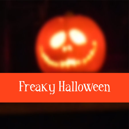 Halloween card with pumpkin lantern, blurred vector illustration backgroundのイラスト素材