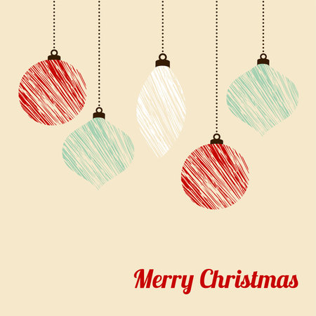Retro christmas card with textured christmas balls, vector illustration backgroundのイラスト素材