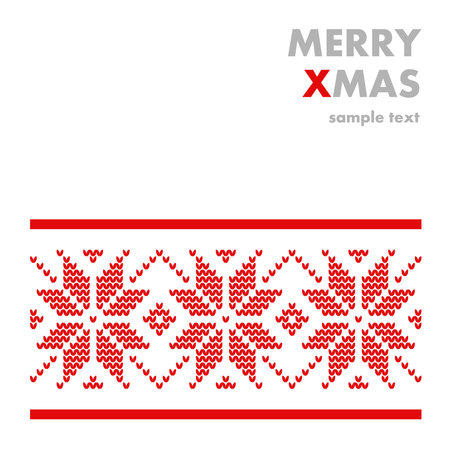 Modern winter knitted christmas card, nordic pattern, vector background illustrationのイラスト素材