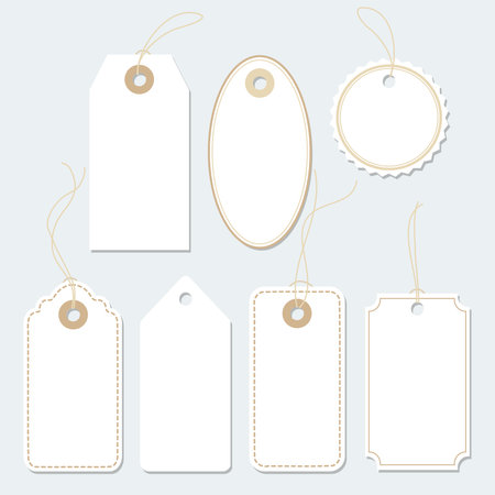 Set of various blank paper tags, labels, isolated vector elements, flat designのイラスト素材