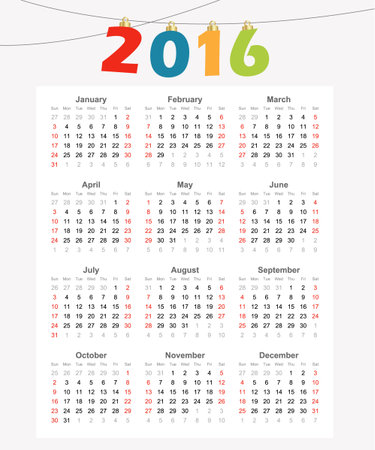 Calendar 2016, simple modern design, vector illustration backgroundのイラスト素材