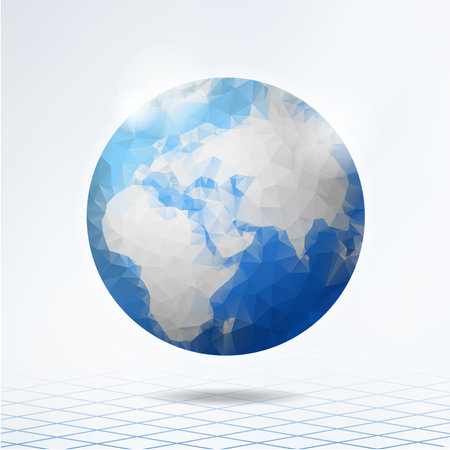 Modern polygonal globe, planet Earth, vector illustration backgroundのイラスト素材