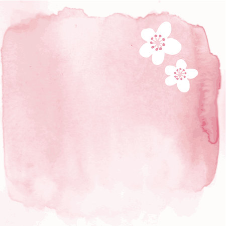 Hand painted watercolor background with japanese cherry blossoms, vector illustration card, invitationのイラスト素材