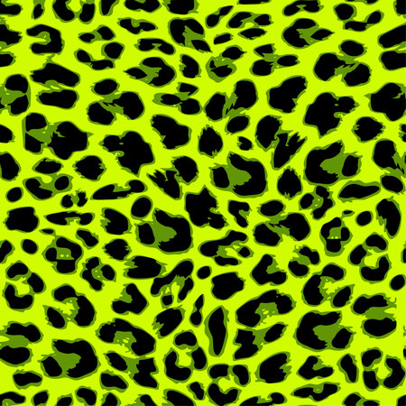 Leopard seamless pattern design in trendy green color, vector illustration backgroundのイラスト素材