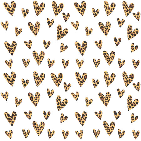 Seamless pattern with leopard hearts, trendy design, vector illustration backgroundのイラスト素材