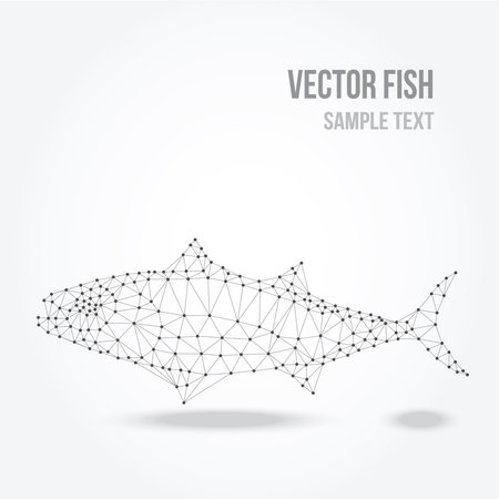 Polygonal silhouette of tuna fish, modern mesh lowpoly design, vector illustrationのイラスト素材
