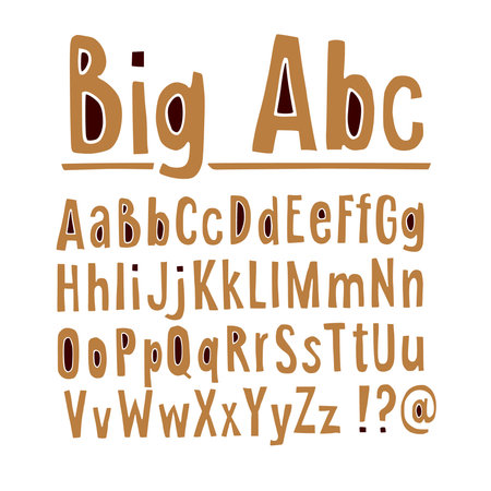 Hand drawn vector alphabet, font, isolated upper and lower case letters, big vector setのイラスト素材