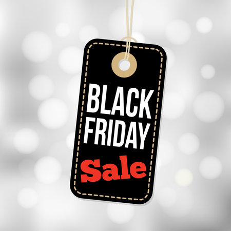 Black Friday sale tag, label and blurred background, business vector illustrationのイラスト素材