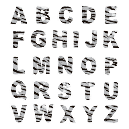 Trendy alphabet set, white tiger pattern designのイラスト素材