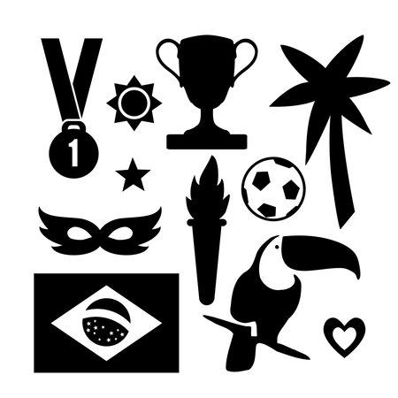 Set of Brazilian symbols. Sport icons. Black graphic objects.のイラスト素材