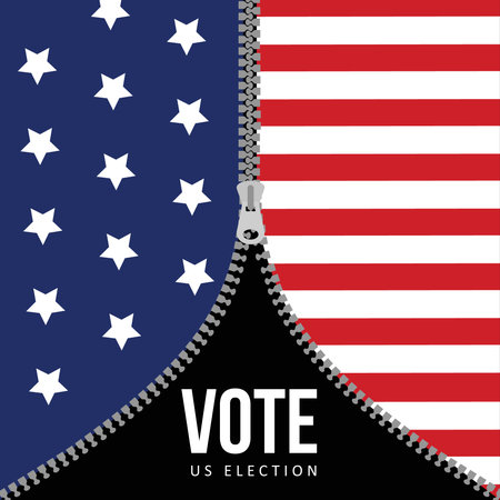 US presidential election concept. USA flag background with zipper. American vector illustration, flat designのイラスト素材