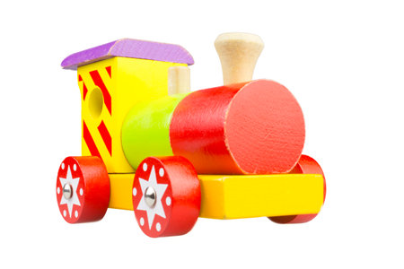 Childrens wooden colorful steam locomotiveの写真素材